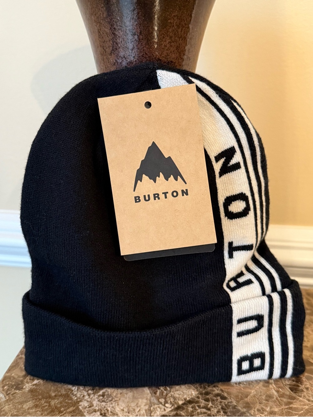 NEW Burton Beanie Adult Unisex Partylap Classic Foldover Cuff Black White Winter